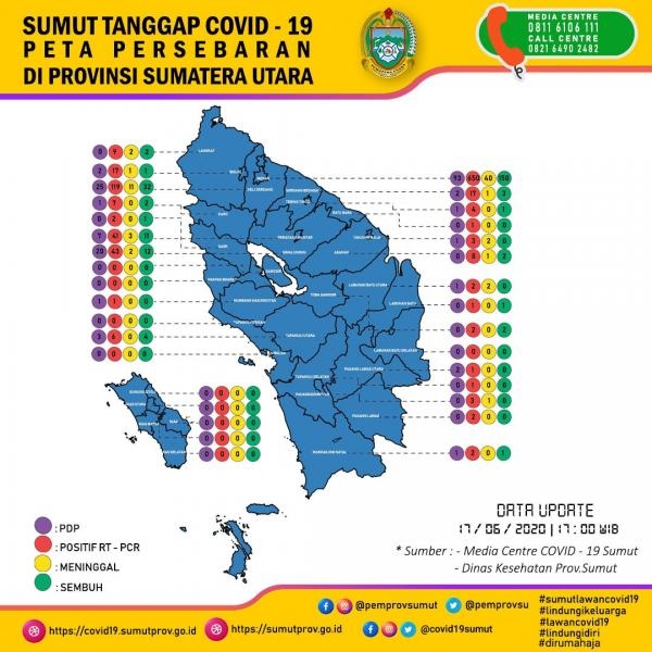  Peta Persebaran Covid-19 17 Juni di Provinsi Sumatera Utara